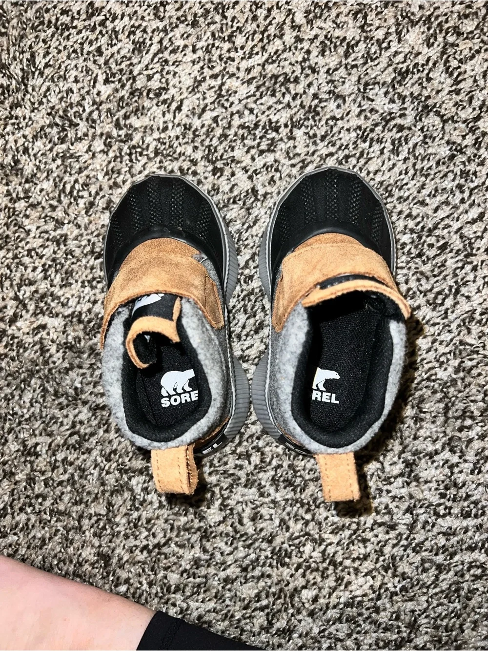 Sorel Kids Black, Gray and Tan Winter Pull-On Boots